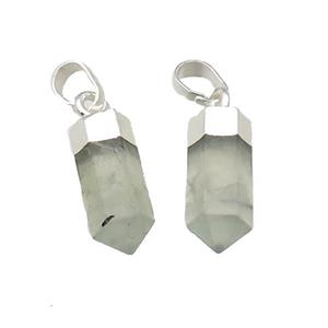Prehnite Bullet Pendant Silver Plated, approx 6x16mm [GM17504]