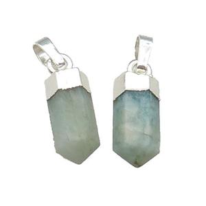 Green Amazonite Bullet Pendant Silver Plated, approx 6x16mm [GM17506]