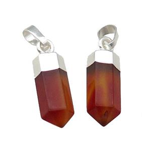 Red Carnelian Bullet Pendant Silver Plated, approx 6x16mm [GM17508]