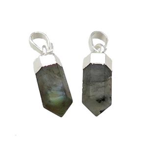 Labradorite Bullet Pendant Silver Plated, approx 6x16mm [GM17510]