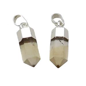 Smoky Quartz Bullet Pendant Silver Plated, approx 6x16mm [GM17511]
