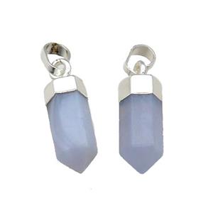 Blue Lace Agate Bullet Pendant Silver Plated, approx 6x16mm [GM17512]