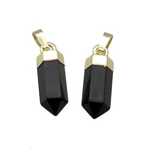 Black Obsidian Bullet Pendant Gold Plated, approx 6x16mm [GM17515]