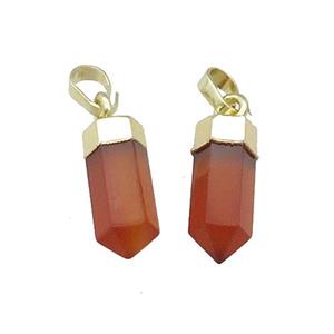 Red Carnelian Agate Bullet Pendant Gold Plated, approx 6x16mm [GM17518]