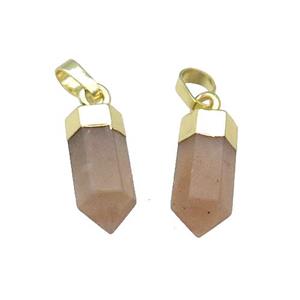 Red Aventurine Bullet Pendant Gold Plated, approx 6x16mm [GM17519]