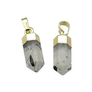 Prehnite Bullet Pendant Gold Plated, approx 6x16mm [GM17521]