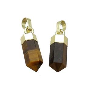 Tiger Eye Stone Bullet Pendant Gold Plated, approx 6x16mm [GM17522]