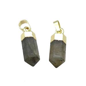 Labradorite Bullet Pendant Gold Plated, approx 6x16mm [GM17524]