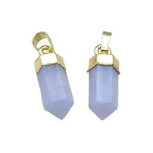 Blue Lace Agate Bullet Pendant Gold Plated, approx 6x16mm [GM17526]
