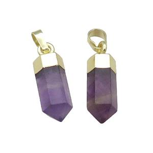 Purple Amethyst Bullet Pendant Gold Plated, approx 6x16mm [GM17527]