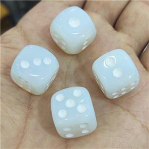 White Opalite Cube Dice, approx 15mm [GM17533]