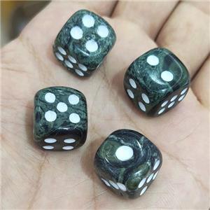 Green Kambaba Jasper Cube Dice, approx 15mm [GM17537]