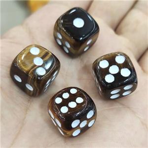 Tiger Eye Stone Cube Dice, approx 15mm [GM17541]