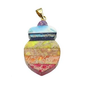 Rainbow Imperial Jasper Shield Pendant, approx 17-26mm [GM17555]