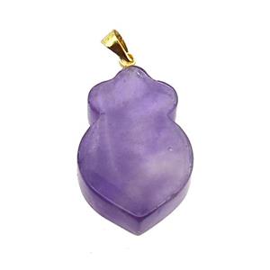 Purple Amethyst Shield Pendant, approx 17-26mm [GM17559]