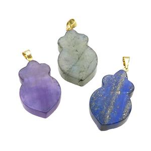 Mix Gemstone Shield Pendant, approx 17-26mm [GM17562]