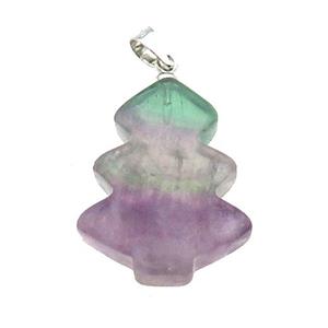 Multicolor Fluorite Christmas Tree Pendant, approx 19-24mm [GM17565]