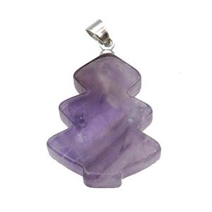 Purple Amethyst Christmas Tree Pendant, approx 19-24mm [GM17567]