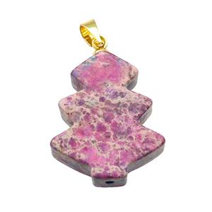 Pink Imperial Jasper Christmas Tree Pendant, approx 19-24mm [GM17571]