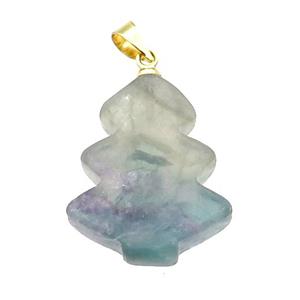 Multicolor Fluorite Christmas Tree Pendant, approx 19-24mm [GM17573]