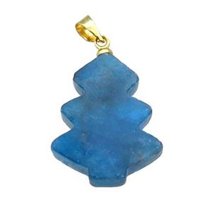 Blue Apatite Christmas Tree Pendant, approx 19-24mm [GM17577]