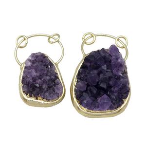 Amethyst Druzy Pendant Freeform Gold Plated, approx 30-45mm [GM17581-L]