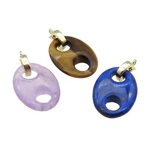 Mix Gemstone Pignose Pendant, approx 18-25mm [GM17630]