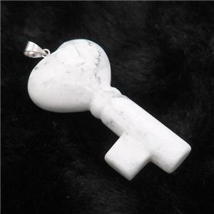 White Howlite Turquoise Key Pendant, approx 22-40mm [GM17634]
