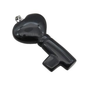 Black Onyx Agate Key Pendant, approx 22-40mm [GM17640]