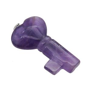 Purple Amethyst Key Pendant, approx 22-40mm [GM17641]