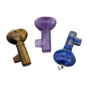 Mix Gemstone Key Pendant, approx 22-40mm [GM17644]