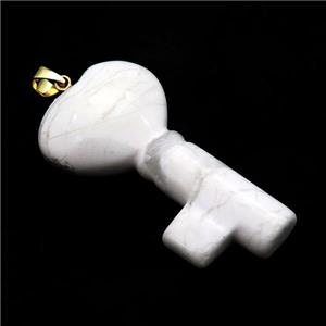 White Howlite Turquoise Key Pendant, approx 22-40mm [GM17648]