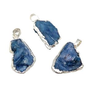 Blue Kyanite Pendant Freeform Silver Plated, approx 15-30mm [GM17660]