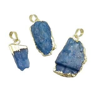 Blue Kyanite Pendant Freeform Gold Plated, approx 15-30mm [GM17661]