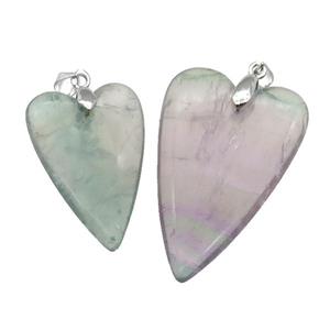 Multicolor Fluorite Heart Pendant, approx 25-40mm [GM17663-L]