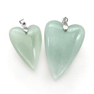 Green Aventurine Heart Pendant, approx 20-30mm [GM17665-S]