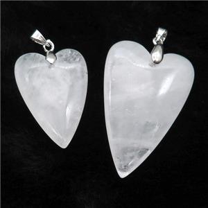 Clear Quartz Heart Pendant, approx 25-40mm [GM17669-L]