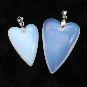 White Opalite Heart Pendant, approx 20-30mm [GM17670-S]