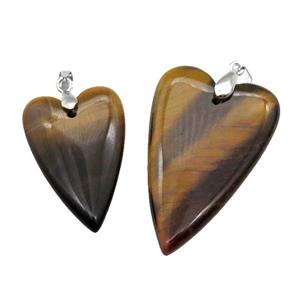 Yellow Tiger Eye Stone Heart Pendant, approx 20-30mm [GM17671-S]