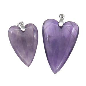 Purple Amethyst Heart Pendant, approx 25-40mm [GM17673-L]