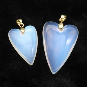 White Opalite Heart Pendant, approx 25-40mm [GM17676-L]