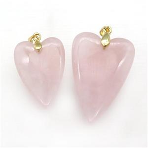 Pink Rose Quartz Heart Pendant, approx 25-40mm [GM17677-L]