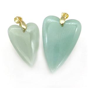Green Aventurine Heart Pendant, approx 20-30mm [GM17678-S]
