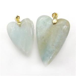 Chinese Amazonite Heart Pendant, approx 20-30mm [GM17680-S]