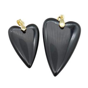 Black Onyx Agate Heart Pendant, approx 25-40mm [GM17682-L]