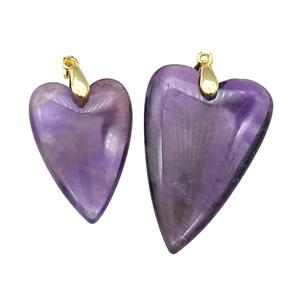 Purple Amethyst Heart Pendant, approx 25-40mm [GM17686-L]