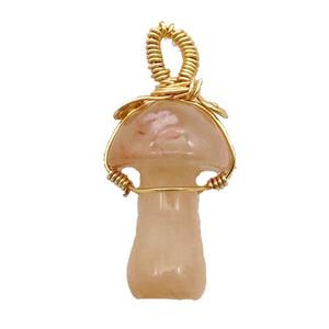 Cherry Agate Mushroom Pendant Wire Wrapped, approx 18-28mm [GM17688]
