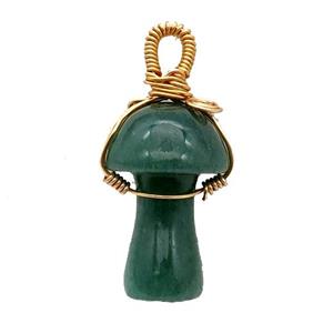Green Aventurine Mushroom Pendant Wire Wrapped, approx 18-28mm [GM17703]