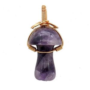 Purple Amethyst Mushroom Pendant Wire Wrapped, approx 18-28mm [GM17711]