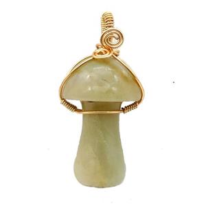 Amazonite Mushroom Pendant Wire Wrapped, approx 18-28mm [GM17712]